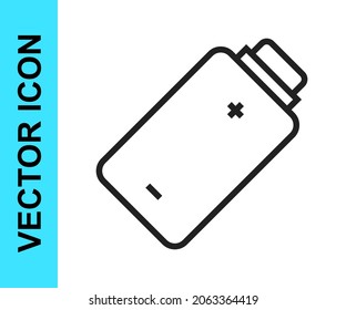 Icono indicador de nivel de carga de la batería de línea negra aislado en fondo blanco.  Vector