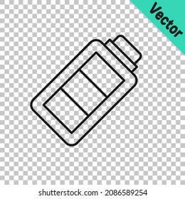 Leuchtenanzeige für die schwarze Leitung auf dem Batterieladestand Symbol einzeln auf transparentem Hintergrund.  Vektorgrafik