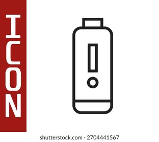 Línea negra Icono del indicador de nivel de Recargo de batería aislado sobre fondo blanco.  Ilustración vectorial