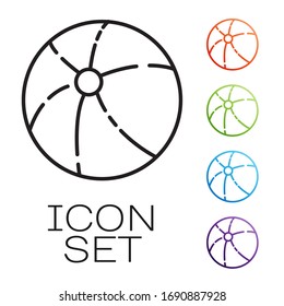 Black line Beach ball icon isolated on white background. Set icons colorful. Vector Illustration