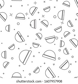 Black line Beanie hat icon isolated seamless pattern on white background.  Vector Illustration