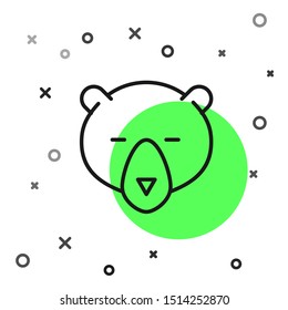 Black line Bear head icon isolated on white background.  Vector Illustration