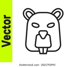 Black line Beaver animal icon isolated on white background.  Vector