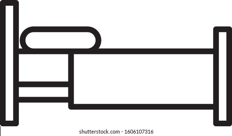 Black line Bed icon isolated on white background.  Vector Illustration