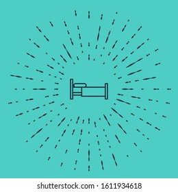 Black line Bed icon isolated on green background. Abstract circle random dots. Vector Illustration