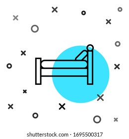 Icono de cama de línea negra aislado en fondo blanco. Formas dinámicas aleatorias. Ilustración vectorial