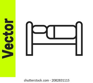 Black line Bed icon isolated on white background.  Vector