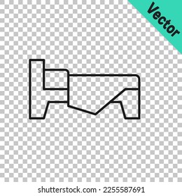 Black line Bed icon isolated on transparent background.  Vector