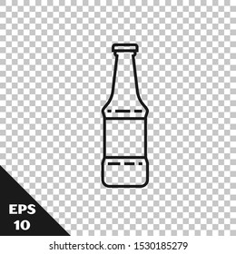 Black line Beer bottle icon isolated on transparent background.  Vector Illustration