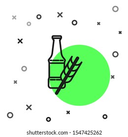 Black line Beer bottle icon isolated on white background.  Vector Illustration