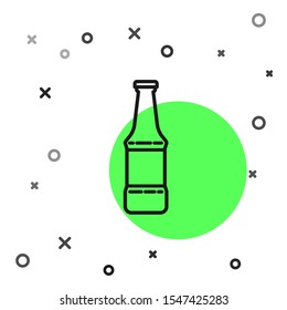 Black line Beer bottle icon isolated on white background.  Vector Illustration