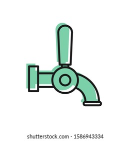 Black line Beer tap icon isolated on white background.  Vector Illustration