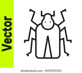 Black line Beetle bug icon isolated on white background.  Vector