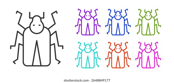 Black line Beetle bug icon isolated on white background. Set icons colorful. Vector
