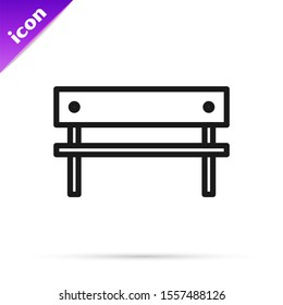 Black line Bench icon isolated on white background.  Vector Illustration