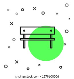 Black line Bench icon isolated on white background.  Vector Illustration