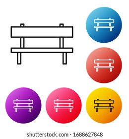 Black line Bench icon isolated on white background. Set icons colorful circle buttons. Vector Illustration