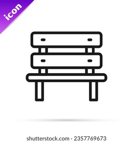 Black line Bench icon isolated on white background.  Vector