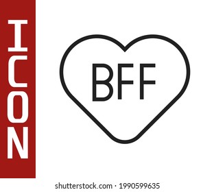 Black line BFF or best friends forever icon isolated on white background.  Vector
