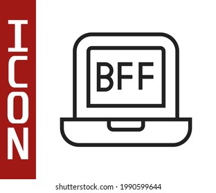 Black line BFF or best friends forever icon isolated on white background.  Vector