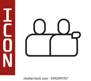 Black line BFF or best friends forever icon isolated on white background.  Vector