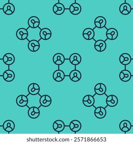 Black line BFF or best friends forever icon isolated seamless pattern on green background.  Vector