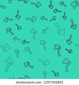 Black line Bicycle brake icon isolated seamless pattern on green background.  Vector