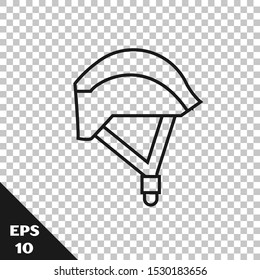 Black line Bicycle helmet icon isolated on transparent background. Extreme sport. Sport equipment.  Vector Illustration