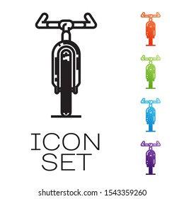 Black line Bicycle icon isolated on white background. Bike race. Extreme sport. Sport equipment. Set icons colorful. Vector Illustration