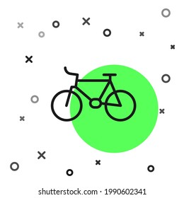 Black line Bicycle icon isolated on white background. Bike race. Extreme sport. Sport equipment.  Vector