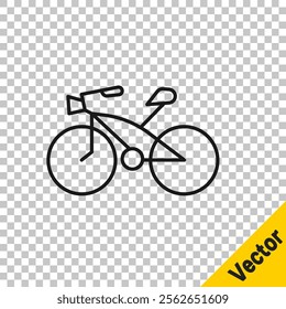 Black line Bicycle icon isolated on transparent background. Bike race. Extreme sport. Sport equipment.  Vector