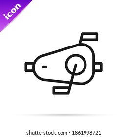 Black line Bicycle pedals icon isolated on white background.  Vector