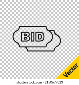 Black Line Bid Icon Isolated On Transparent Background. Auction Bidding. Sale And Buyers.  Vector