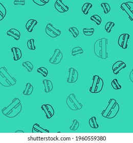 Black line Big bed for two or one person icon isolated seamless pattern on green background. Vector