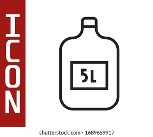 Black line Big bottle with clean water icon isolated on white background. Plastic container for the cooler.  Vector Illustration