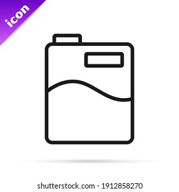 Black line Big bottle with clean water icon isolated on white background. Plastic container for the cooler.  Vector