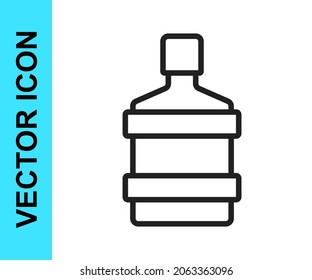Black line Big bottle with clean water icon isolated on white background. Plastic container for the cooler.  Vector