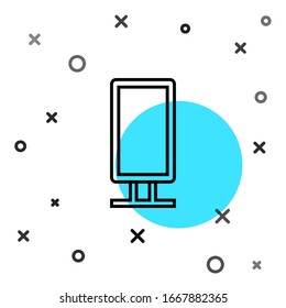 Línea negra Gran espejo de longitud completa para el dormitorio, tiendas, icono del escenario aislado en fondo blanco. Formas dinámicas aleatorias. Ilustración vectorial