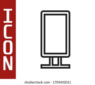 Black line Big full length mirror for bedroom, shops, backstage icon isolated on white background.  Vector Illustration