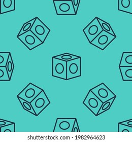 Black line Billiard chalk icon isolated seamless pattern on green background. Chalk block for billiard cue.  Vector