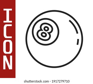 Billard Billard Billard Billard-Snookerball mit Nummer 8 Symbol einzeln auf weißem Hintergrund.  Vektorgrafik
