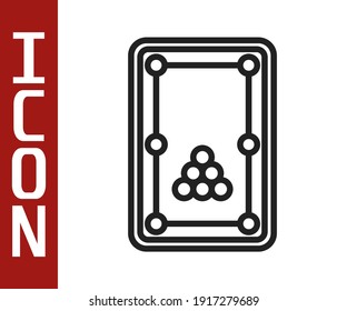 Schwarze Linie Billard Tabelle Symbol einzeln auf weißem Hintergrund. Billardtisch.  Vektorgrafik