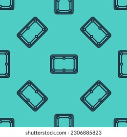 Black line Billiard table icon isolated seamless pattern on green background. Pool table.  Vector