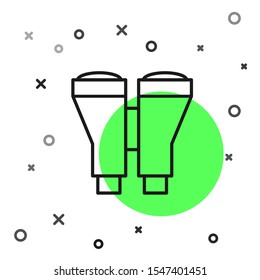 Black line Binoculars icon isolated on white background. Find software sign. Spy equipment symbol.  Vector Illustration