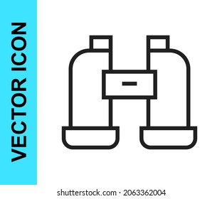 Black line Binoculars icon isolated on white background. Find software sign. Spy equipment symbol.  Vector