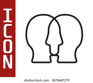 Black line Bipolar disorder icon isolated on white background.  Vector