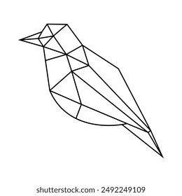 Black line bird polygon icon vector design