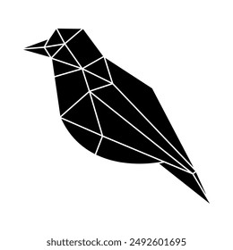 Black line bird polygon icon vector design