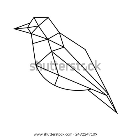 Black line bird polygon icon vector design