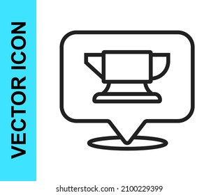 Black line Blacksmith anvil tool icon isolated on white background. Metal forging. Forge tool.  Vector